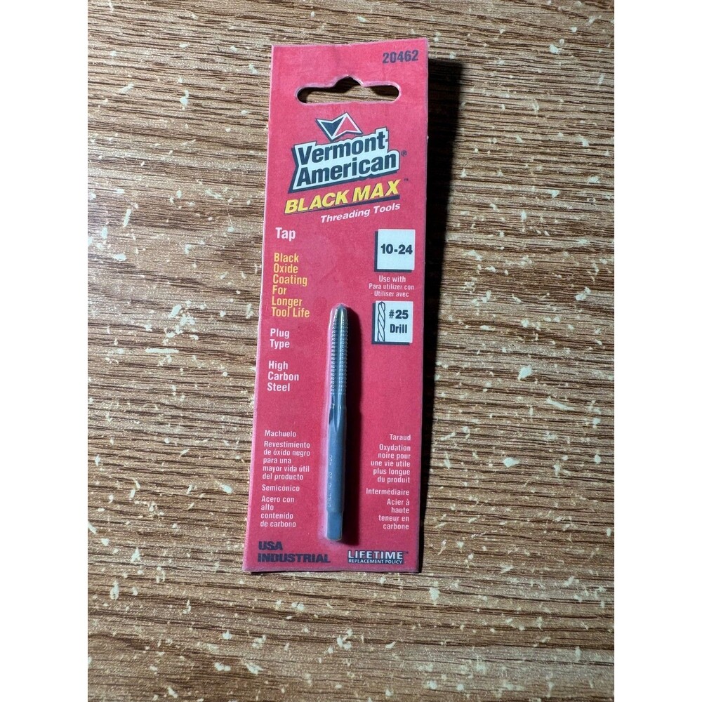 Vermont American Black Max Tap Threading Tools 10-24 Use With Para Utilizer #25